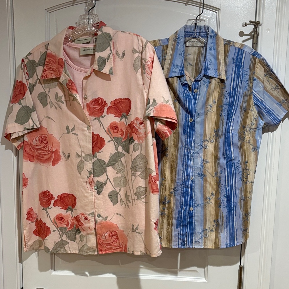 2 Lemon Grass Button-Up Shirt with undershirt